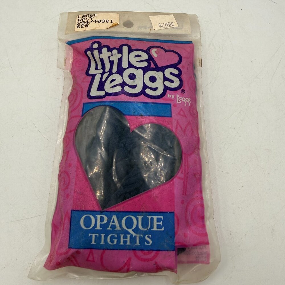 Vintage Little Leggs Opaque Tights by Leggs | Kids Large | Navy | NOS - Picture 1 of 3